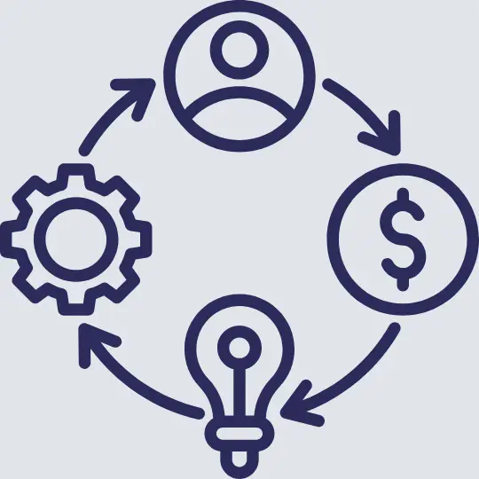 Line art icon meant to represent GFP Group Business Development services